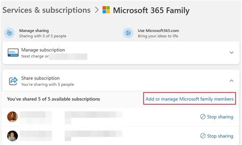 share office 365 subscription.